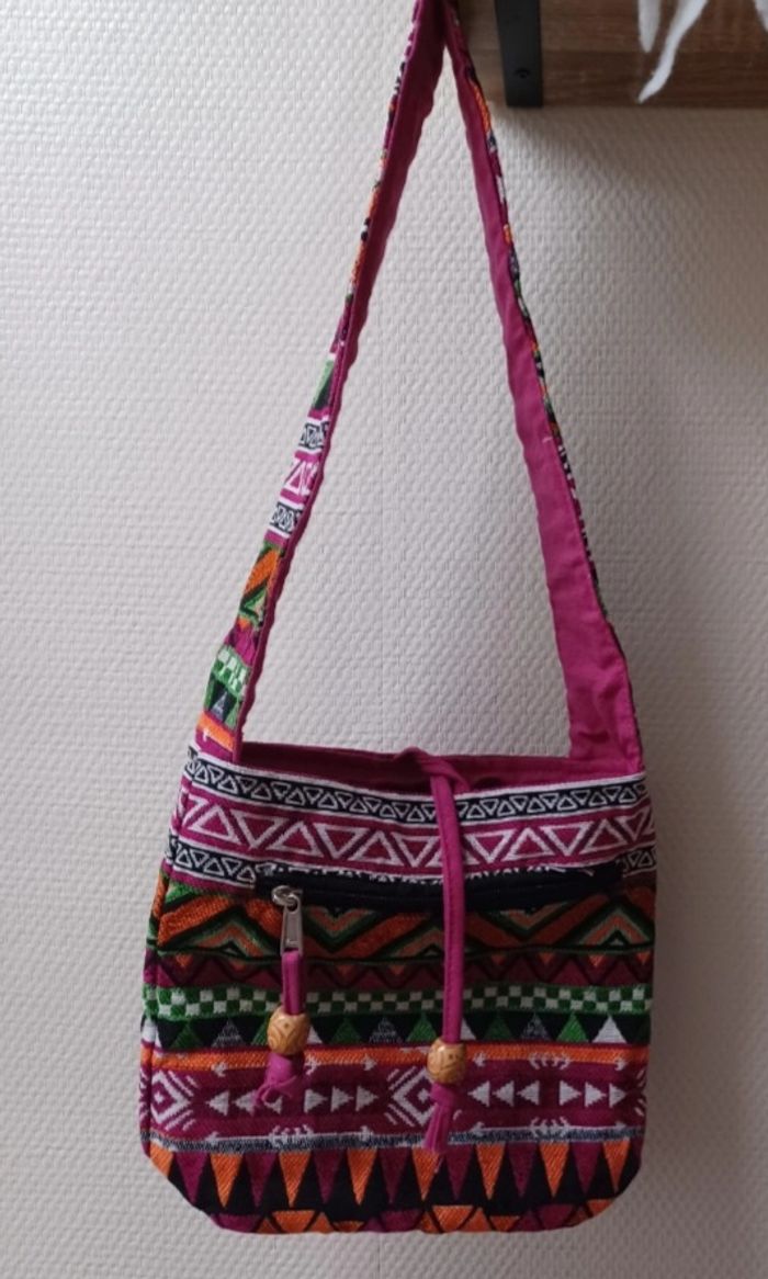 Sac bandoulière coton motif tibétain - photo numéro 5