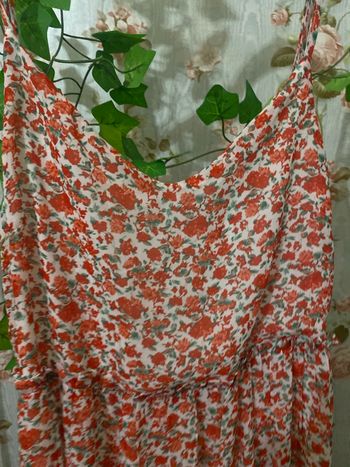 Robe été fleurs rouge dos nu