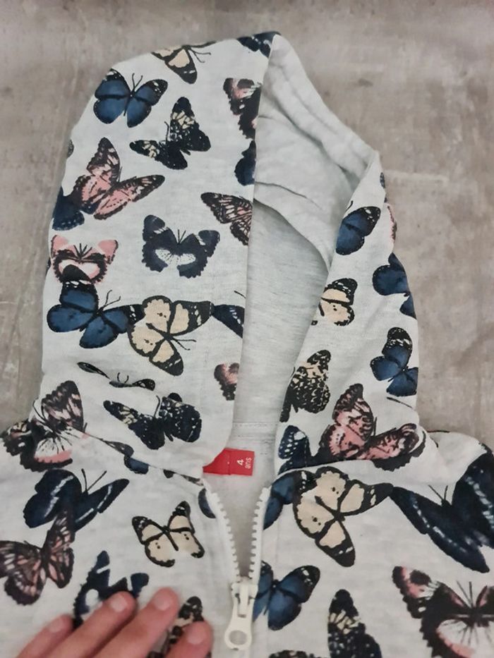 Veste mégère papillons  grises fille 4 ans tissaia - photo numéro 3