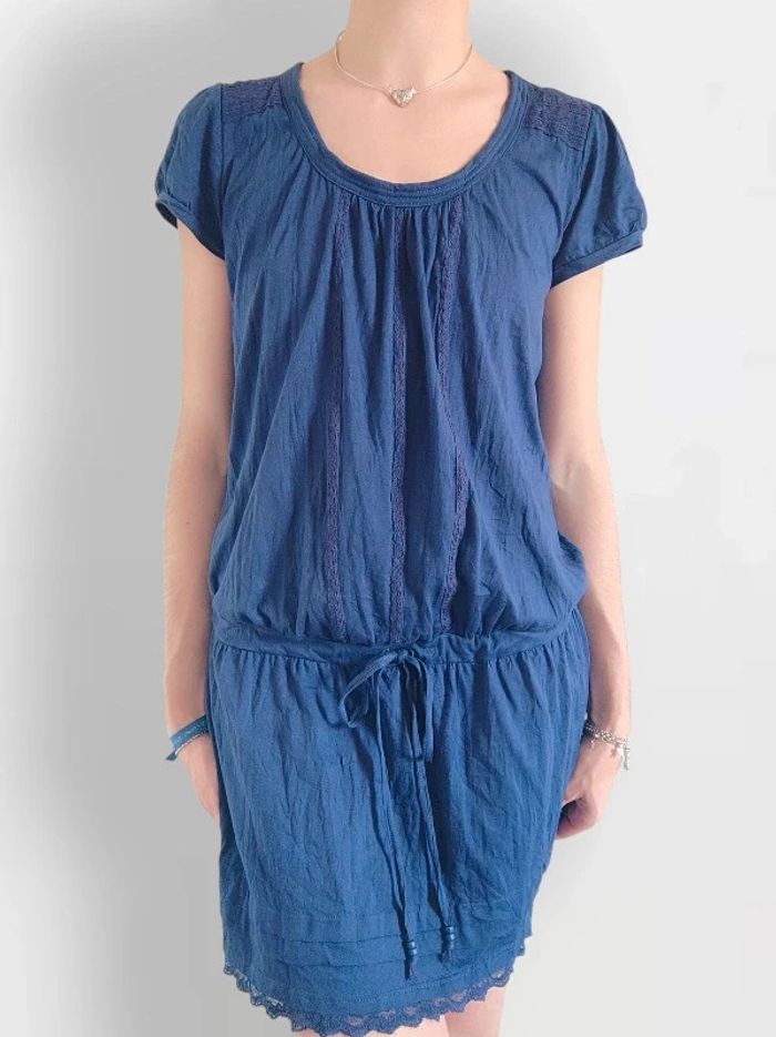 Robe midi froissé dentelle y2k / EDC by Esprit - 38/M à 40/L - photo numéro 4