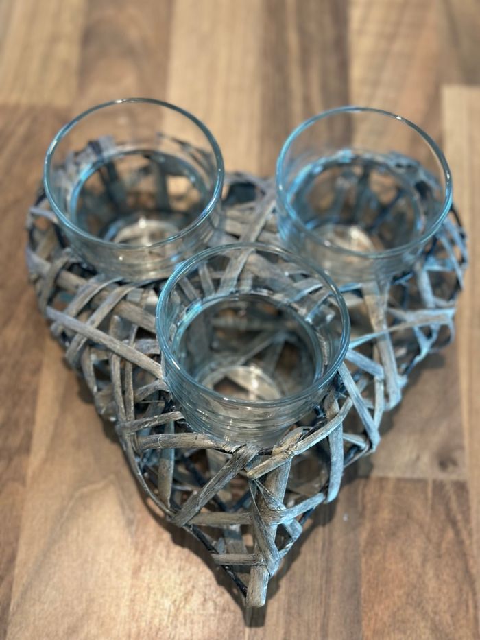 Magnifique photophore coeur en osier - photo numéro 5