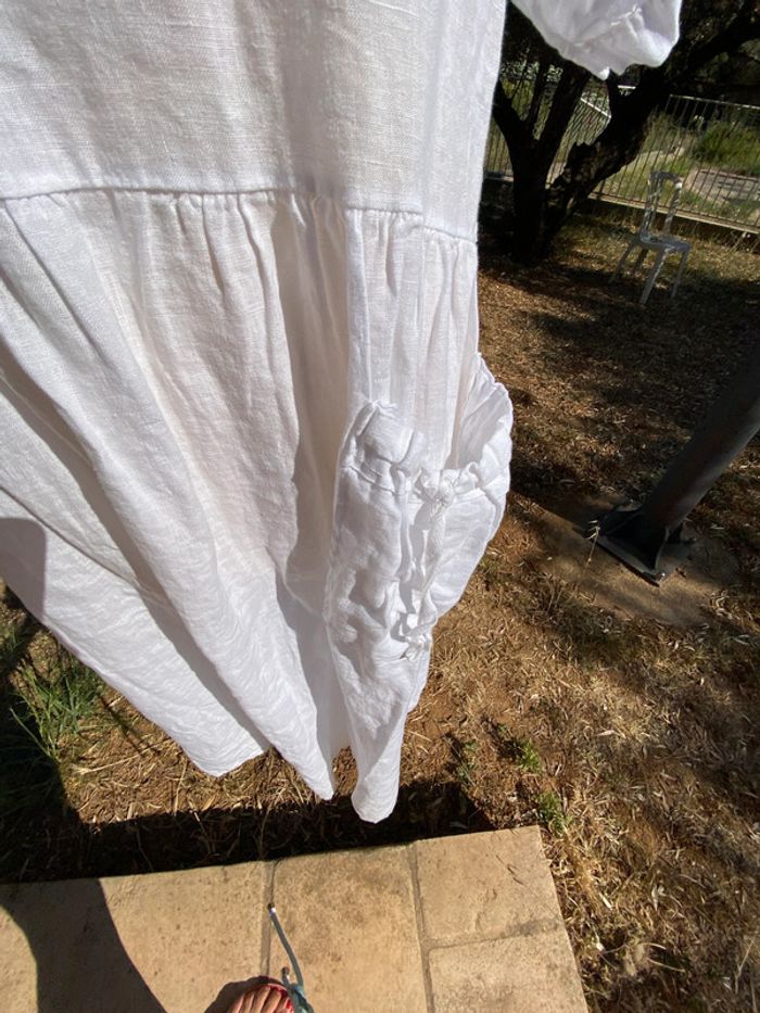Robe ample lin blanc taille unique - photo numéro 3