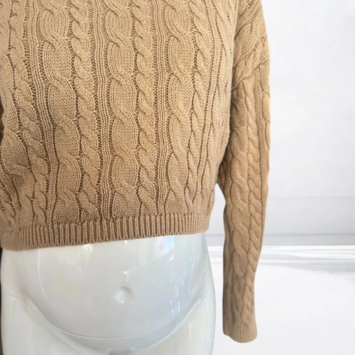 🌸Pull d’hiver marron clair court 50% de coton - Taille 38 🌸 - photo numéro 4