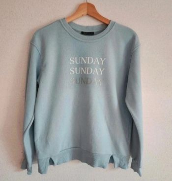 Sweat femme XS Defacto – bleu ciel – inscription – bon état