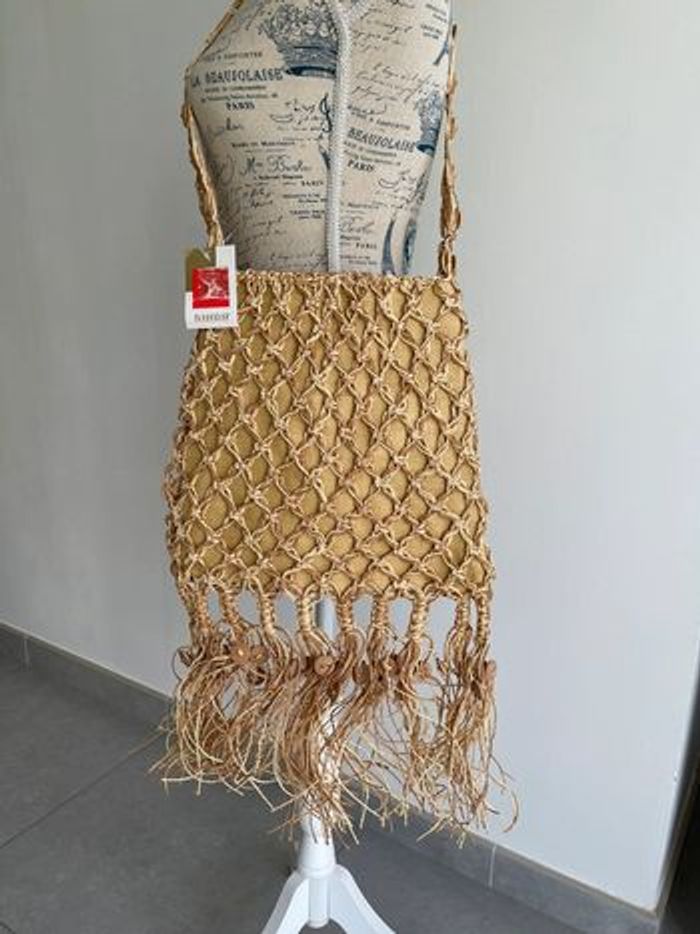 Moyen sac raphia (29x29cm) beige