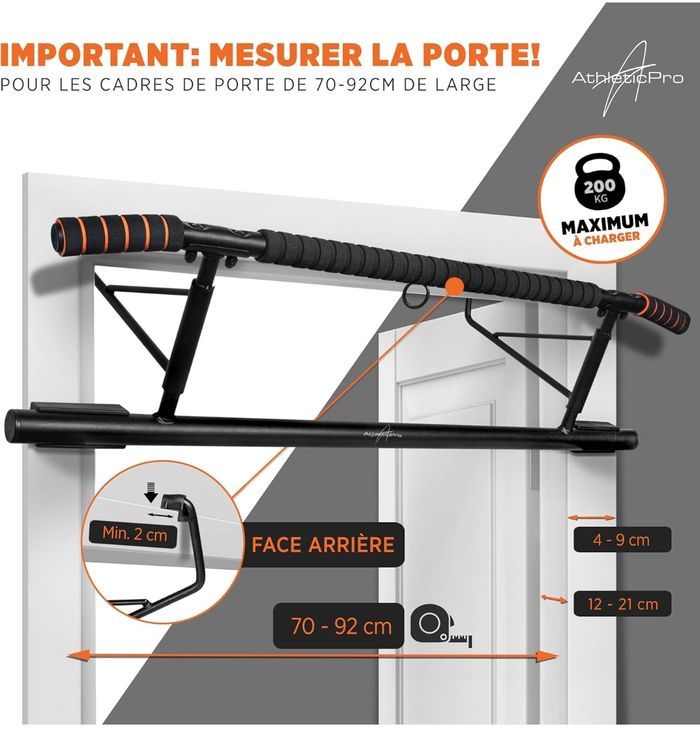 Barre traction avec boucle et horizontal portative multifonctionnelle pour porte - photo numéro 6