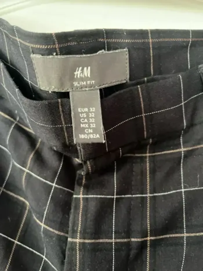 Pantalon homme slim fit – H&M – T32 à carreaux - photo numéro 2