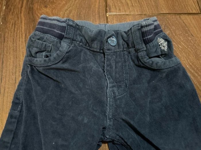 Pantalon en velours côtelé bleu a empiècements sergent major taille 3 ans - photo numéro 7