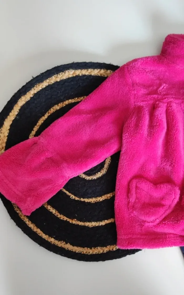 Veste gilet polaire doudou coeur bébé fille hiver - photo numéro 2