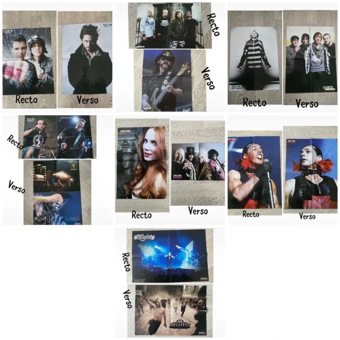 Lot de 7 Poster recto verso , rock metal