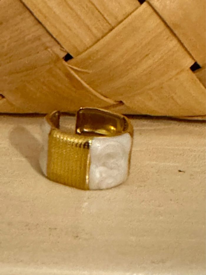 Large réglable résine écrue acier inoxydable or - photo numéro 7