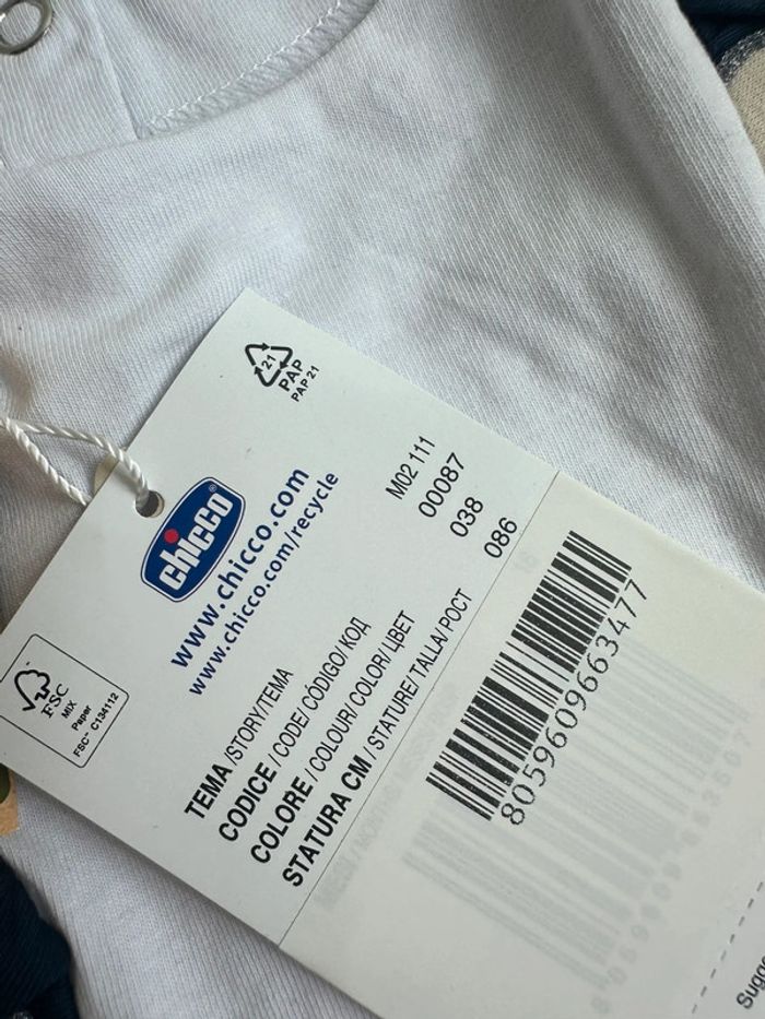 Robe Chicco blanche et bleue marine argenté taille 9 mois - photo numéro 4