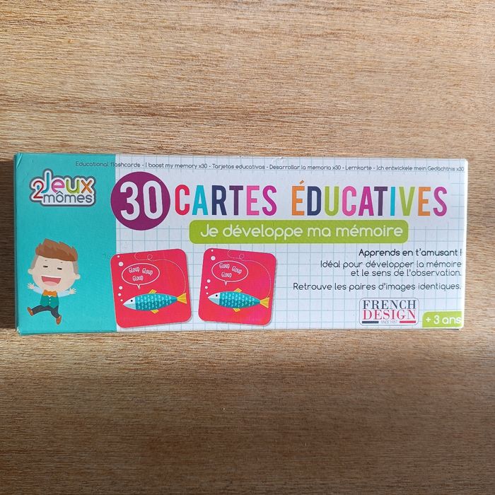 Jeu memory 30 cartes éducatives