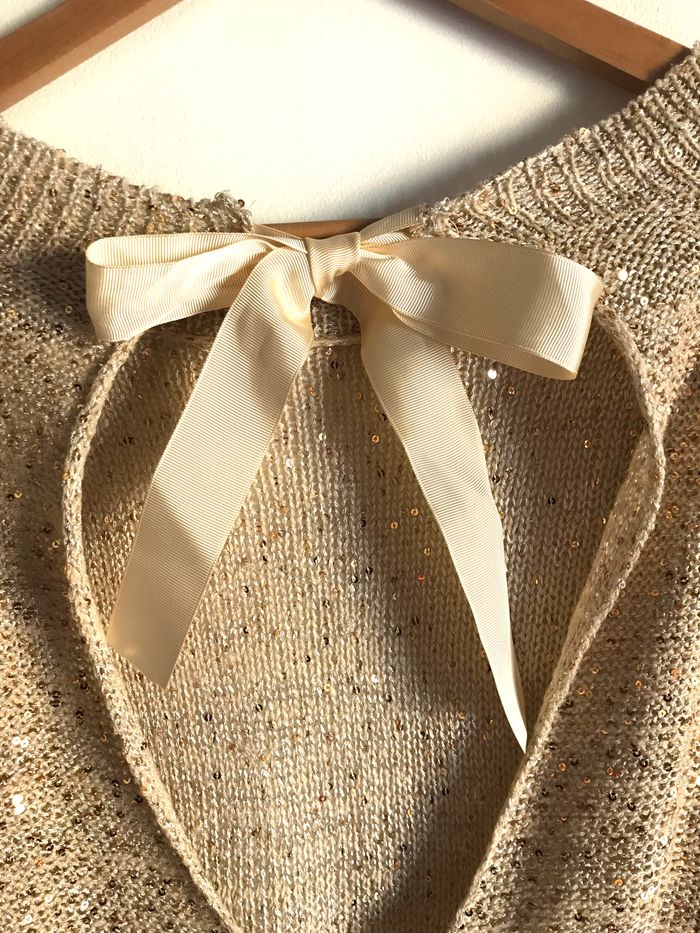 Pull beige à sequins et ouverture dans le dos taille unique - photo numéro 5