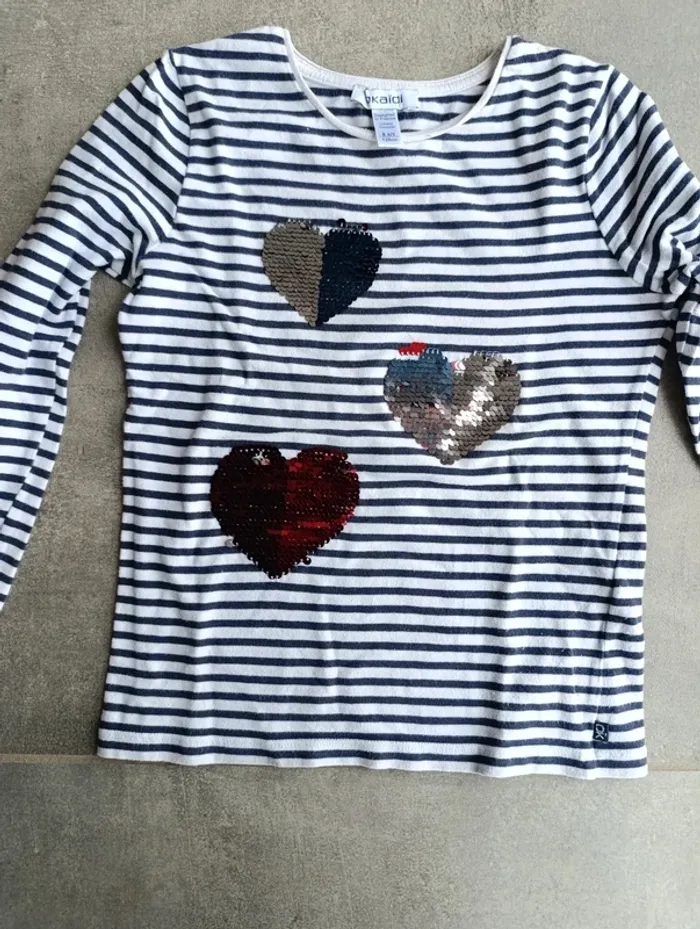 T-shirt marinière coeur - photo numéro 3