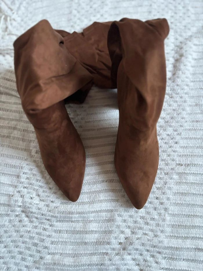 Cuissardes femme en daim marron bouts pointus taille 38 - photo numéro 4