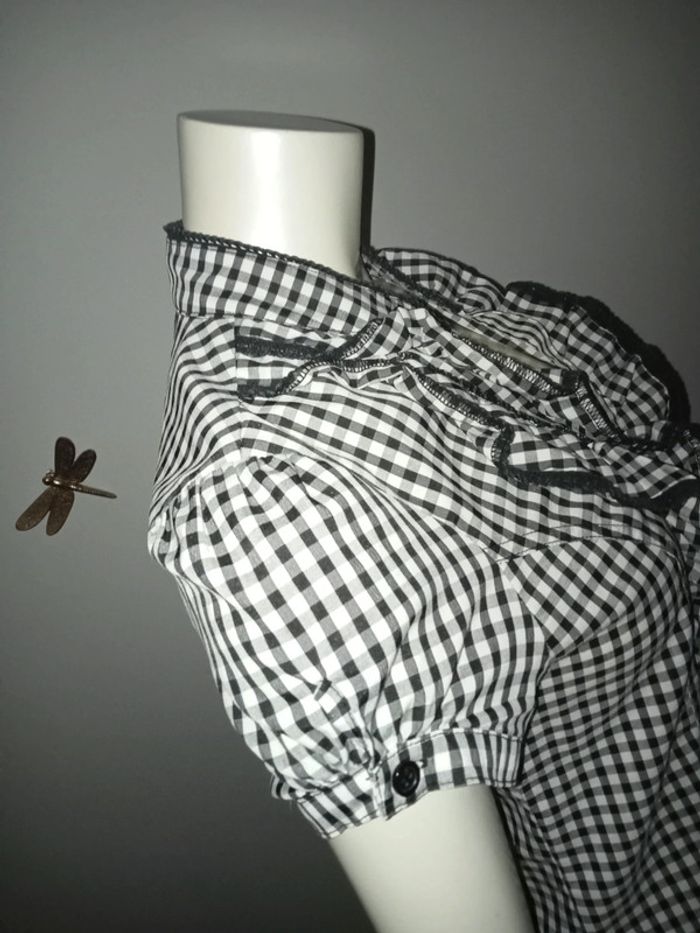 Chemise / top / blouse vichy et col jabot by Morgan taille 36 comme neuve - photo numéro 8