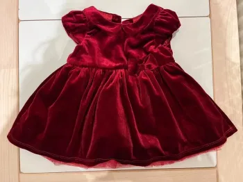 Robe de fête rouge velours fille