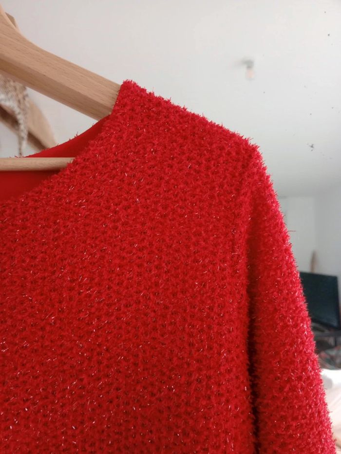 Pull femme L rouge fibres brillantes c85 - photo numéro 8