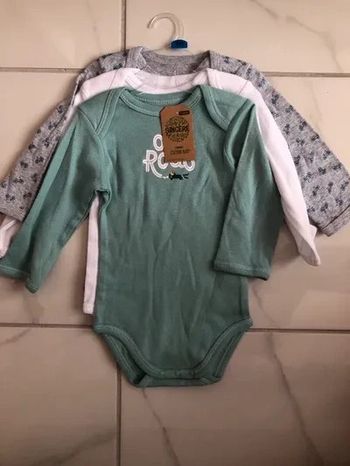 Lot de 3 Bodies manches longues Sincere coton bio garçon taille 9 mois neufs ds emballage