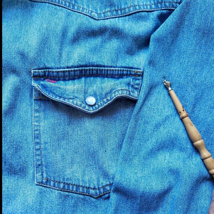 Chemise en Jean Homme Exit – Style Western – Délavage Bleu Clair – Taille L Vintage - photo numéro 6