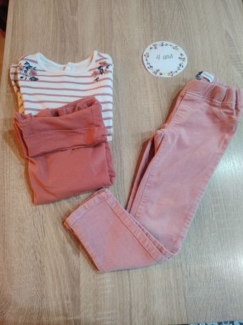 Ensemble rose pantalon et t-shirts 4 ans okaidi et sergent major