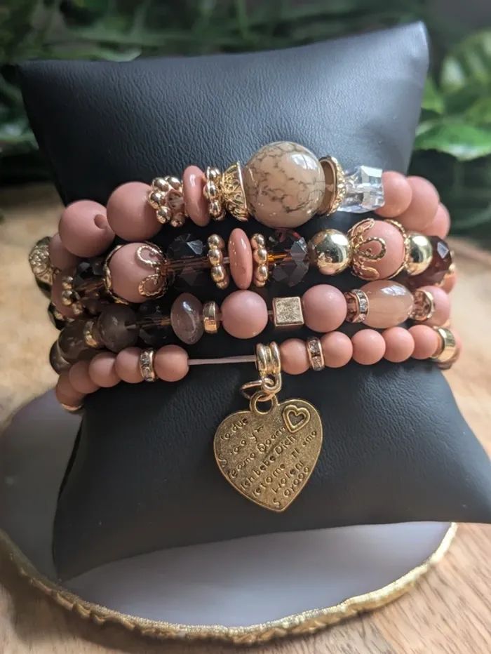 Lot de 4 bracelets perles roses tendance