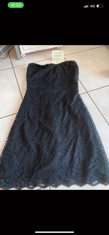 Robe bustier noire en dentelle xs