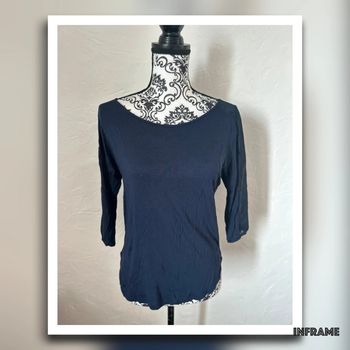 Très beau tee shirt bleu marine 🥰 manches 3/4 taille 36 camaieu