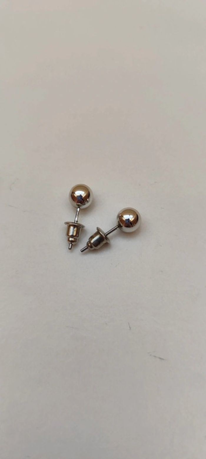 Lot de deux paires de boucles d'oreilles perles grise - photo numéro 3