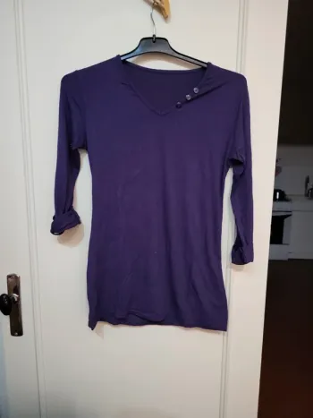 Tunique violet col v