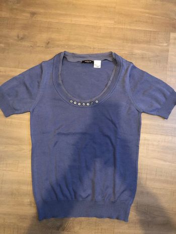 Pull bleu manches courtes en laine la redoute taille 34/36