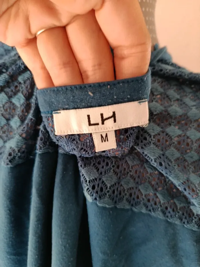 T-shirt manches longues bleu canard Taille M LH - photo numéro 6