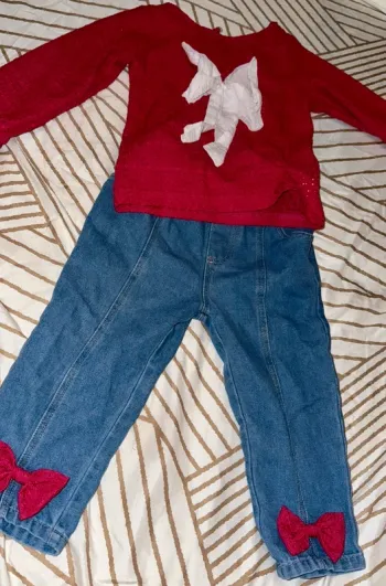 Ensemble 18-24 mois rose et jean