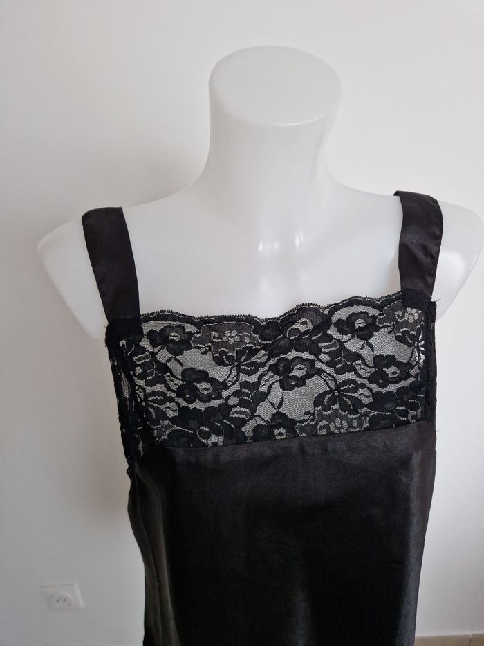 Débardeur noir effet satiné avec dentelle Bleu Bonheur - photo numéro 2