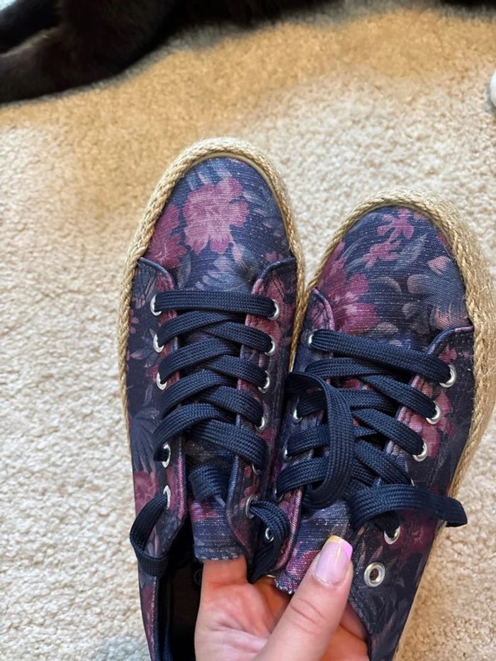 Chaussures rose violettes avec plate-forme osier taille 39 - photo numéro 2