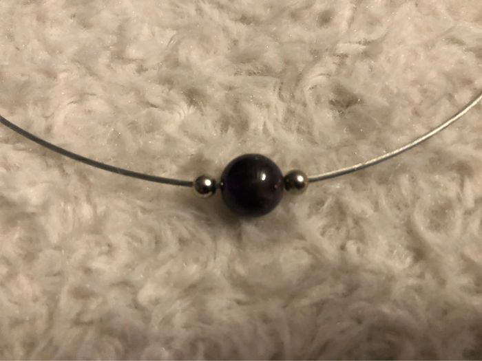 BB-Collier ras de cou argenté/perle noire NEUF - photo numéro 4