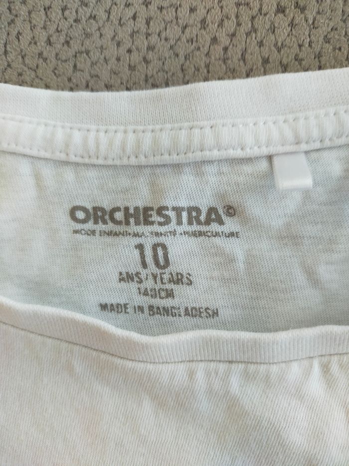 Tee-shirt blanc garçon 10ans imprimé burger 🍔 et  frites 😘 marque Orchestra - photo numéro 3
