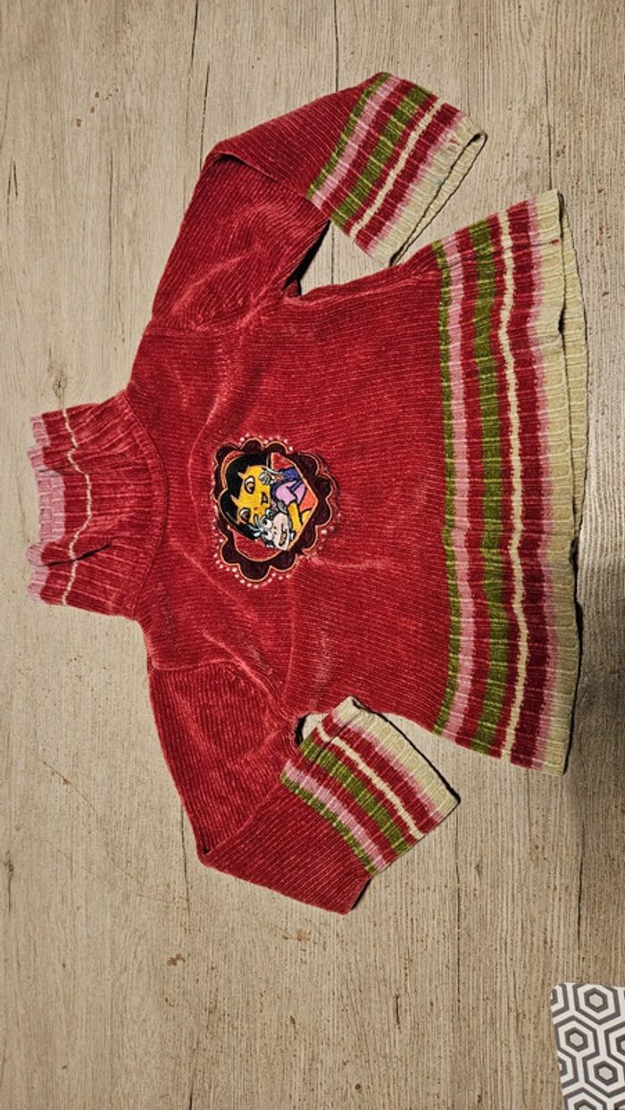 Pull à col roulé bordeau/vieux rose, Dora l Exploratrice, 6 ans, peu mis - photo numéro 4