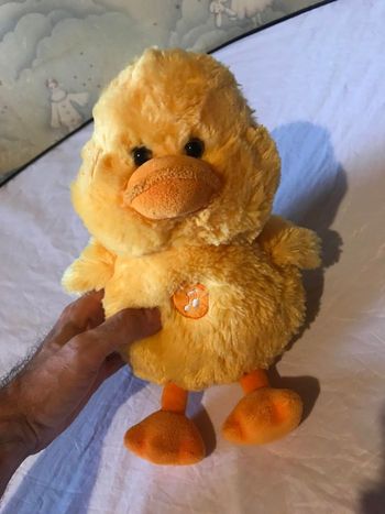 Petit Poussin Jaune Médaillon Rond Orange Note Musique Animal Faune Peluche Petits Enfants Bébés