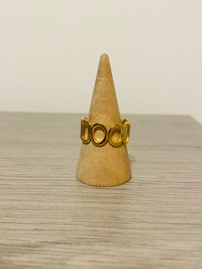 Bague fine ajustable doré rond carré acier inoxydable - photo numéro 3