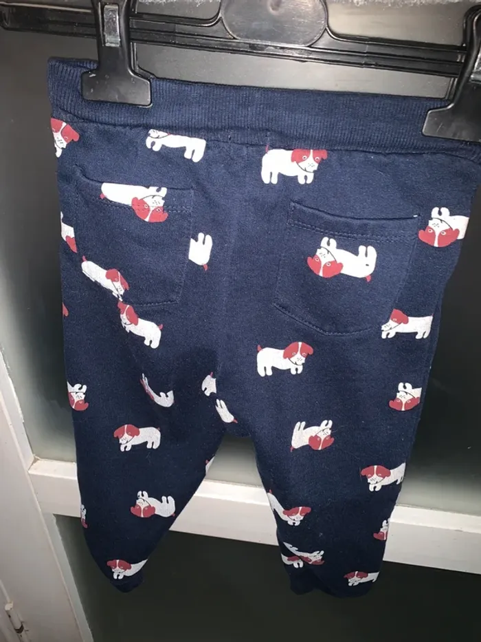 Ensemble 3 ans bleu motif chiens blancs et rouges - photo numéro 4
