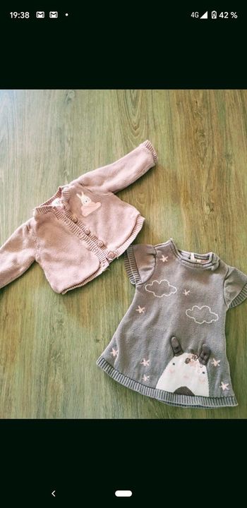 Ensemble robe-pull et gilet lapin 1 mois Neuf