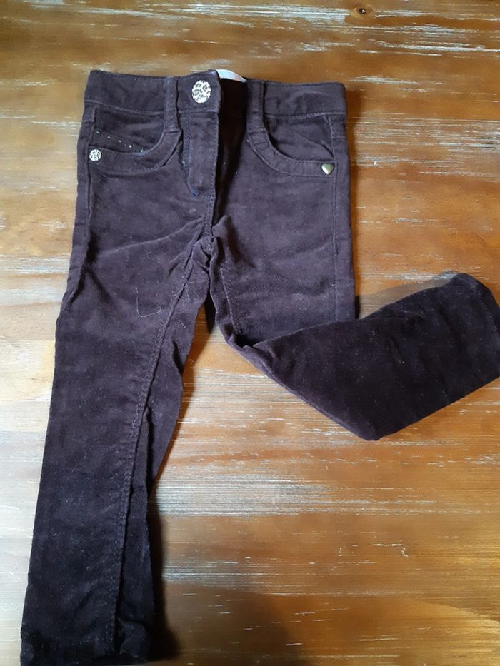 Slim pantalon bébé fille 2 ans Lisa rose skinny velours violet neuf