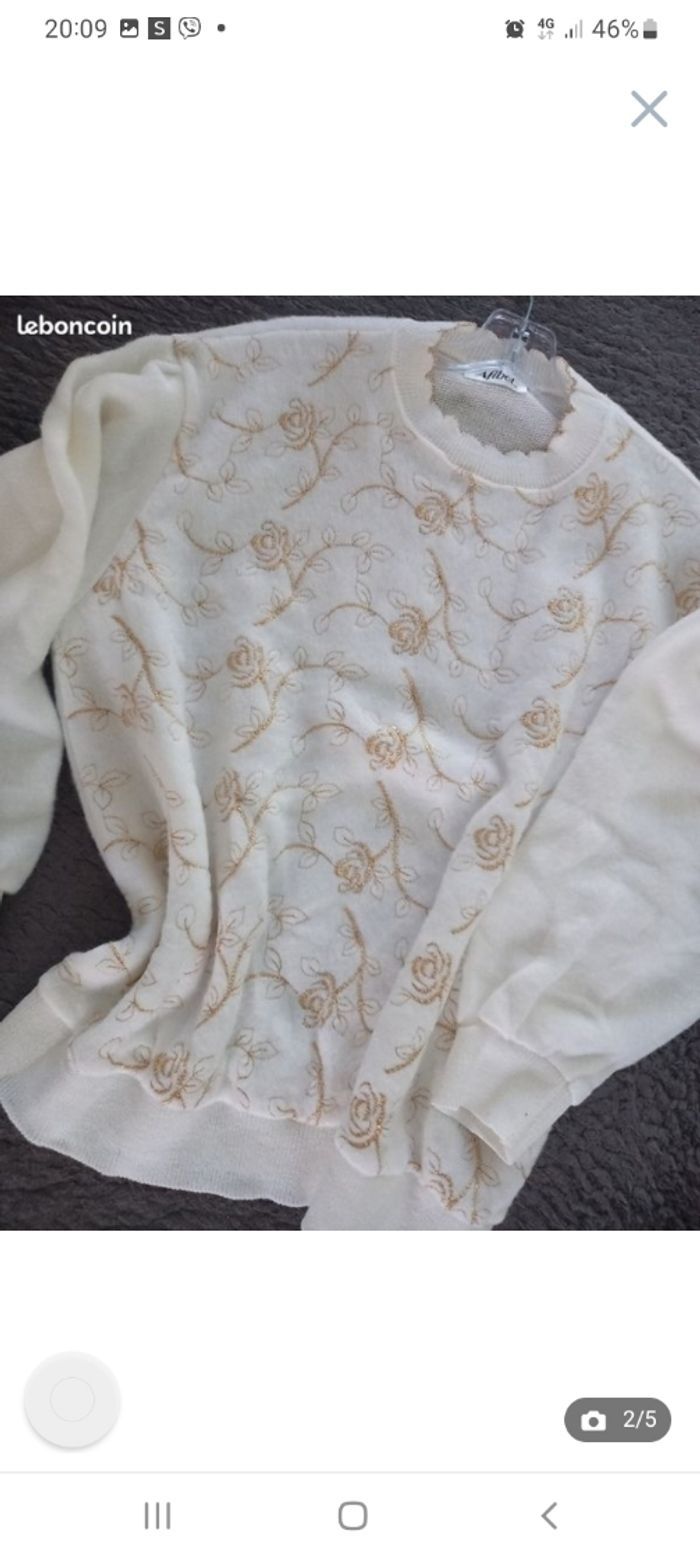 Pull noel blanc et dore - photo numéro 2