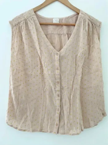 Blouse rose à pois jaunes 100% coton des petits hauts taille 1