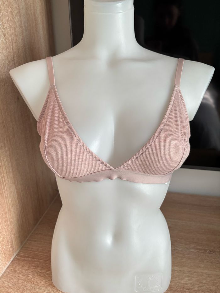Soutien gorge triangle cotele coton vieux rose étam taille L
