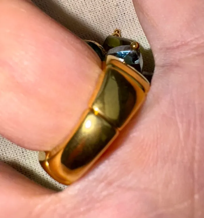 Grosse bague réglable habaha Paris acier inoxydable or cœurs différentes matières et tailles - photo numéro 7