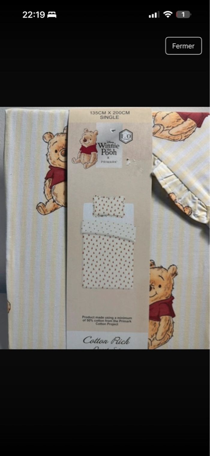 Parrure de lit Winnie l’ourson 1 place