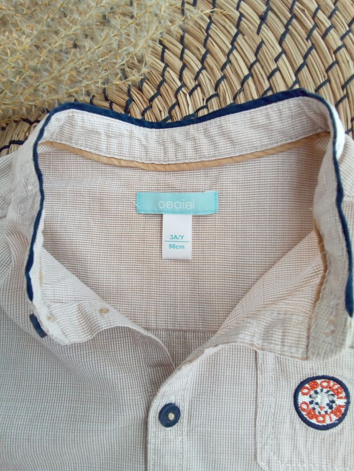 Chemise tons beige manches longues réglables Obaibi taille 3 ans - photo numéro 2